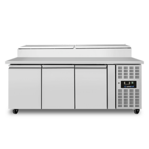 Saladettes & Preparation Tables | Saladette | 3 Doors (1/1 GN) | Top 8× 1/3 GN | +2°C to +8°C | Forced Cooling | Flip Lids