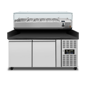 Pizza Cooling Tables | Pizza Counter 2 Doors – 151x80x100cm + BLACK