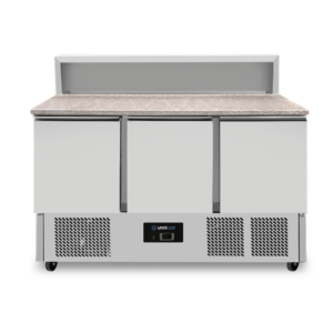 Pizza Cooling Tables | Pizza Workbench, 3-Door (GN 1/1), with 8 × GN 1/6 Top | +2°C to +8°C