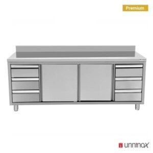 Work cabinets with upstand and 3+3 drawers | 2400 x 700 x H850mm