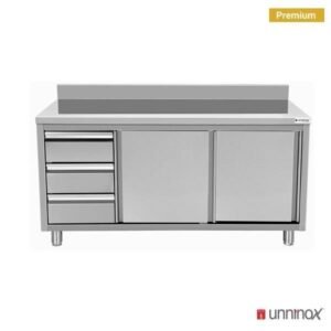 Work cabinets with upstand and 3 drawers Left-600 | 1400 x 600 x H850mm