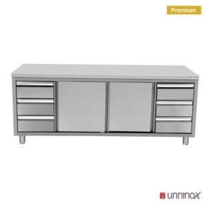 Work cabinets with upstand and 3+3 drawers | 2000 x 700 x H850mm