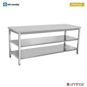 DEPTH 700mm + WITHOUT UPSTAND + DOUBLE SHELF | 150x70xH85cm