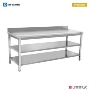 DEPTH 600mm + UPSTAND + DOUBLE SHELF | 150x60xH85cm